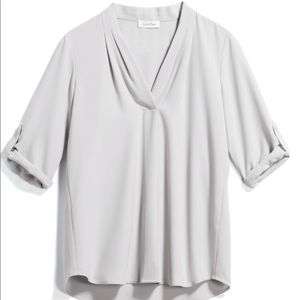 NWT Calvin Klein Dustin Roll Sleeve Blouse